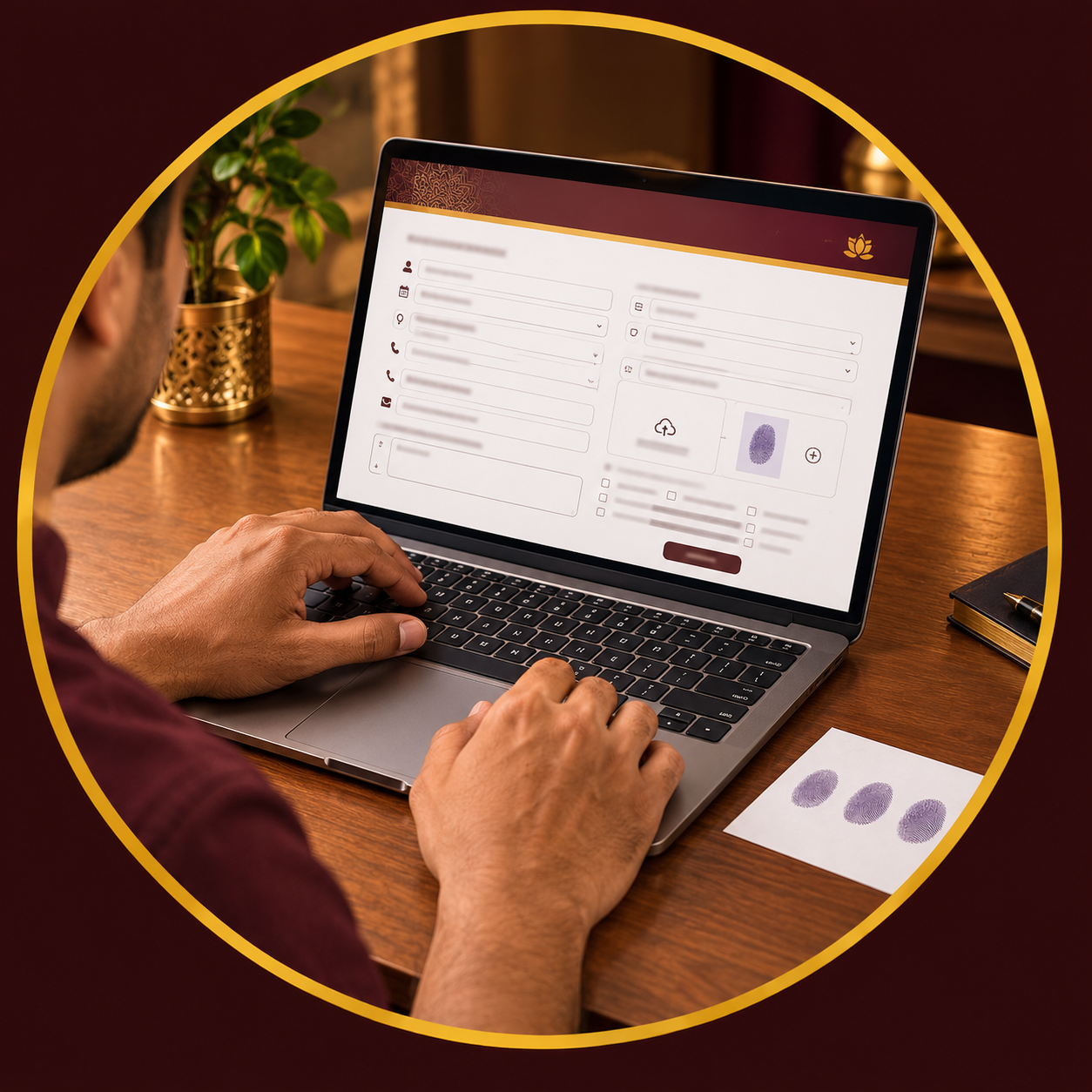 Fill form and attach thumb impression